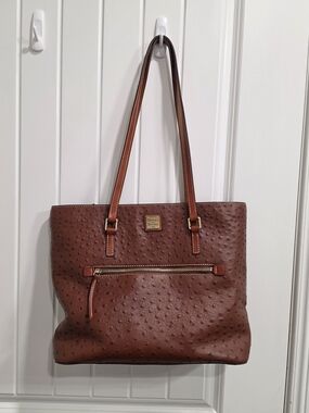 Dooney & Bourke Brown Ostrich-Embossed Tote Bag